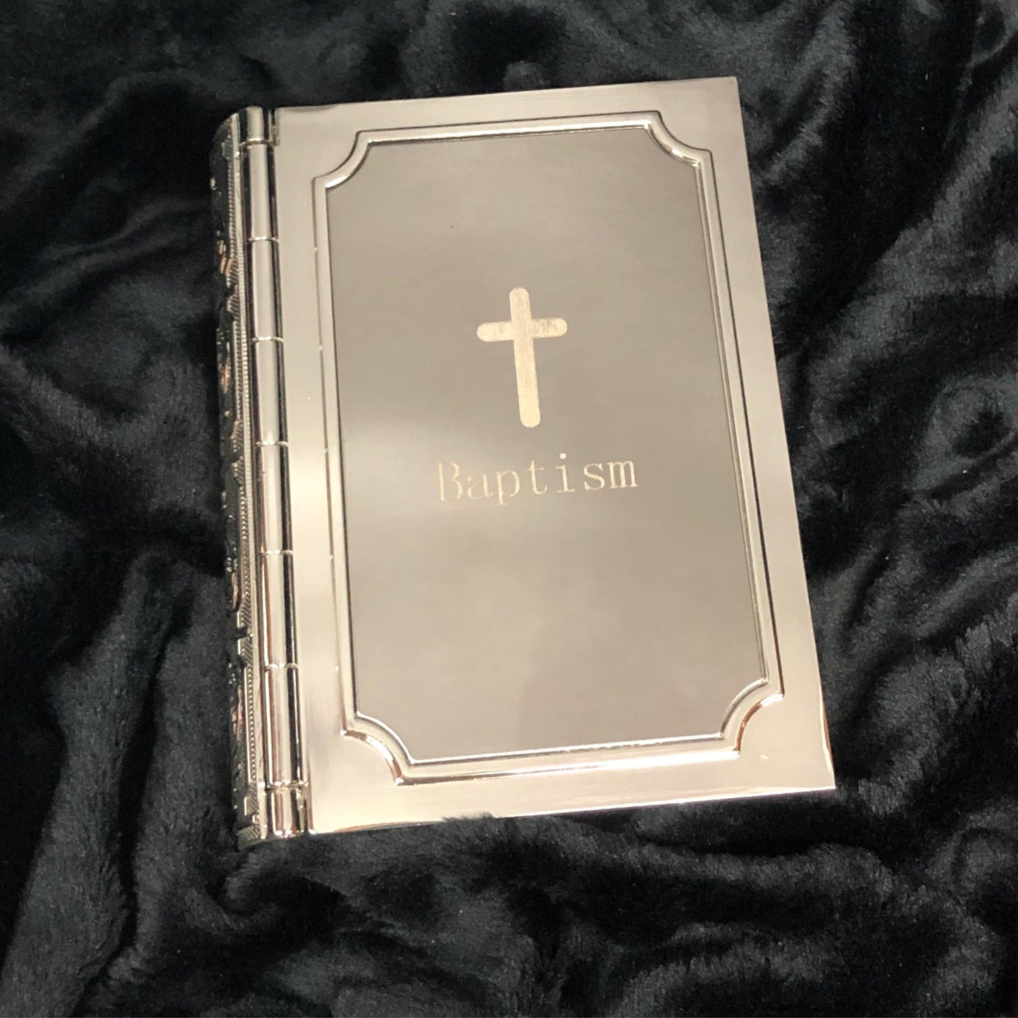 Silver Baptism Bible Keepsake Box