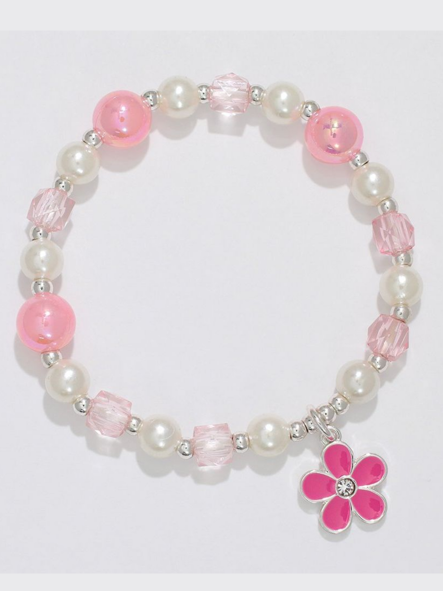 Pink Enamel Flower & Crystals Little Love Bracelet