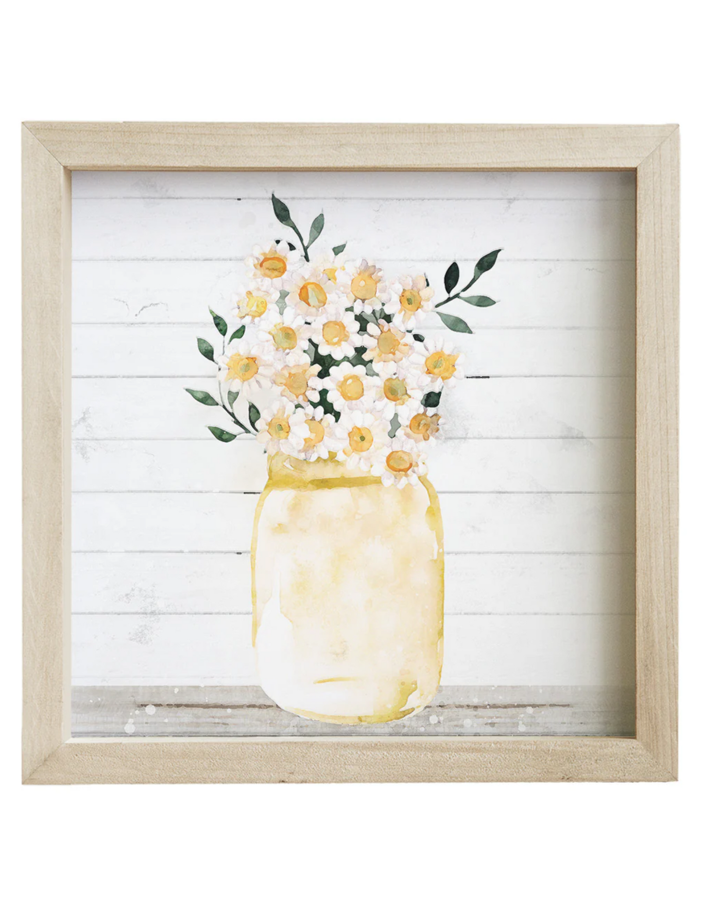 Yellow Potted Daisies Picture with Wood Frame