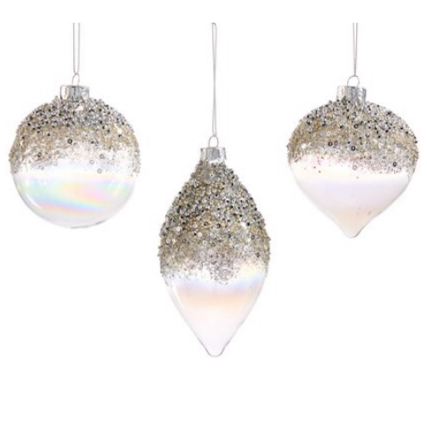 Iridescent Glass Beaded, Sequined, Glitter Ornament
