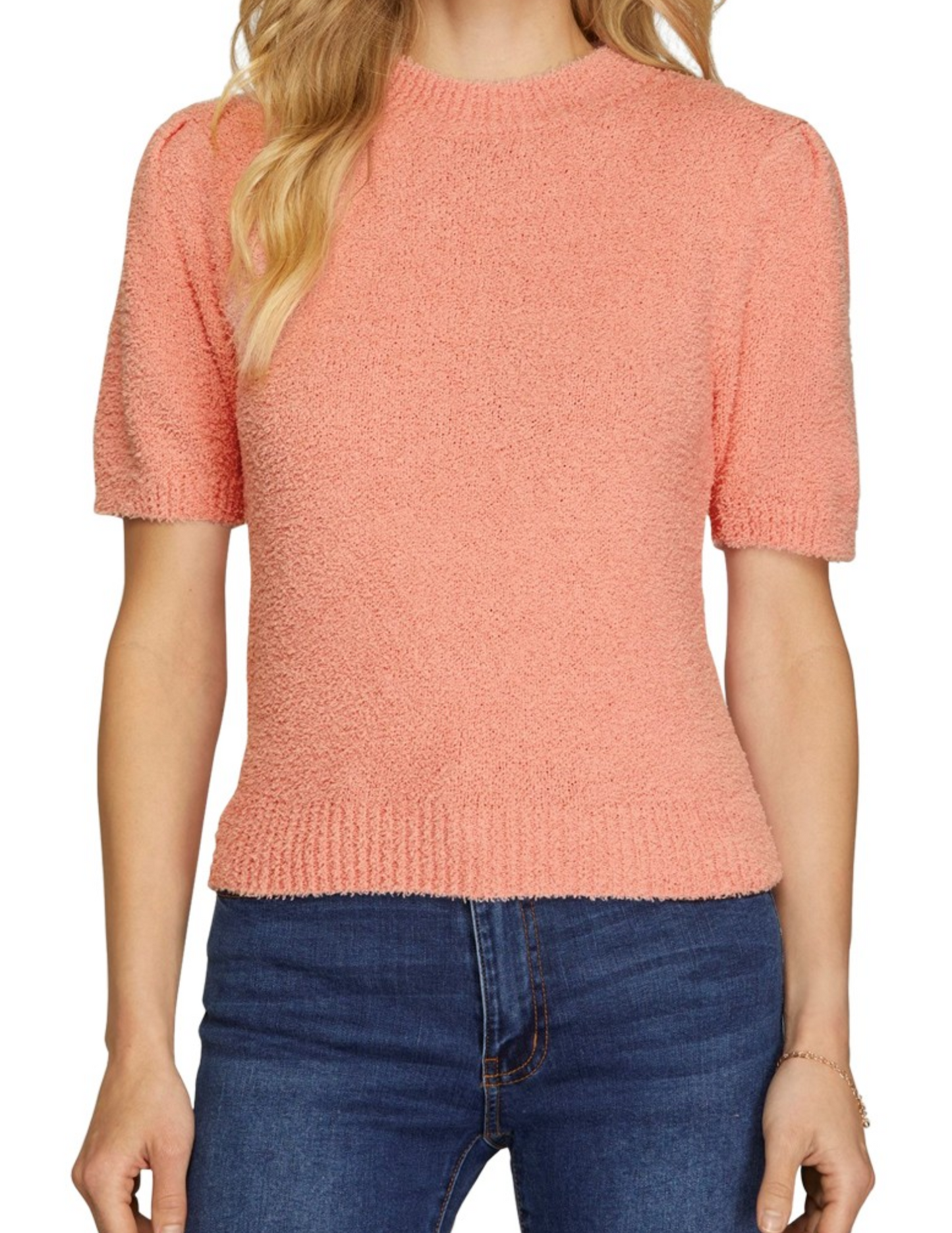 Short Sleeve Teddy Sweater Top
