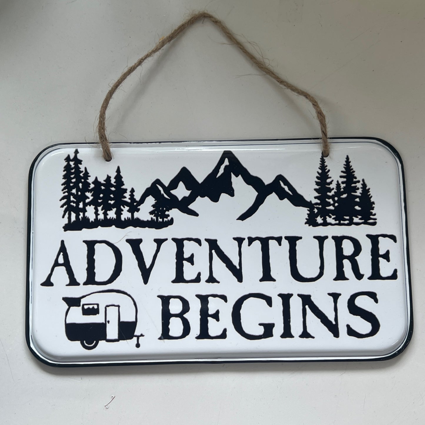 Small Black And White Metal Camper Sign