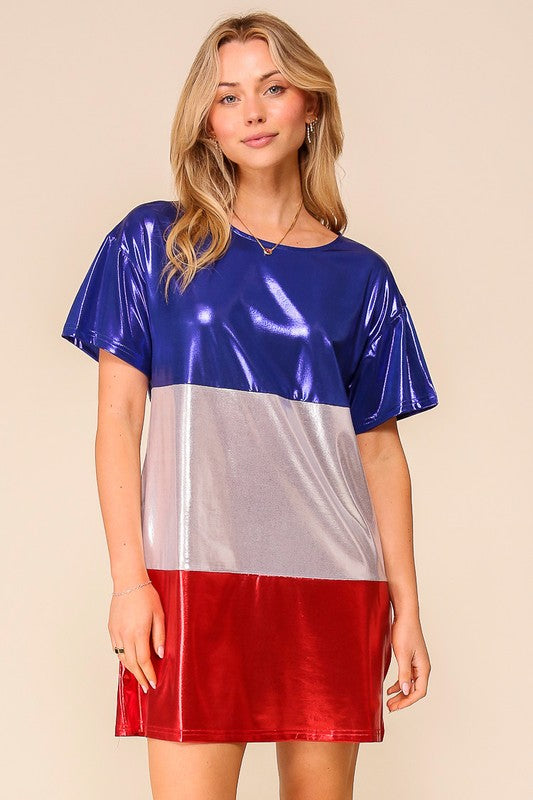 Americana Metallic T-shirt Dress