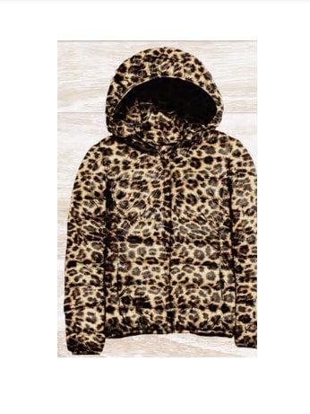 Southern Couture Packable Lightweight Puffer Jacket- Leopard