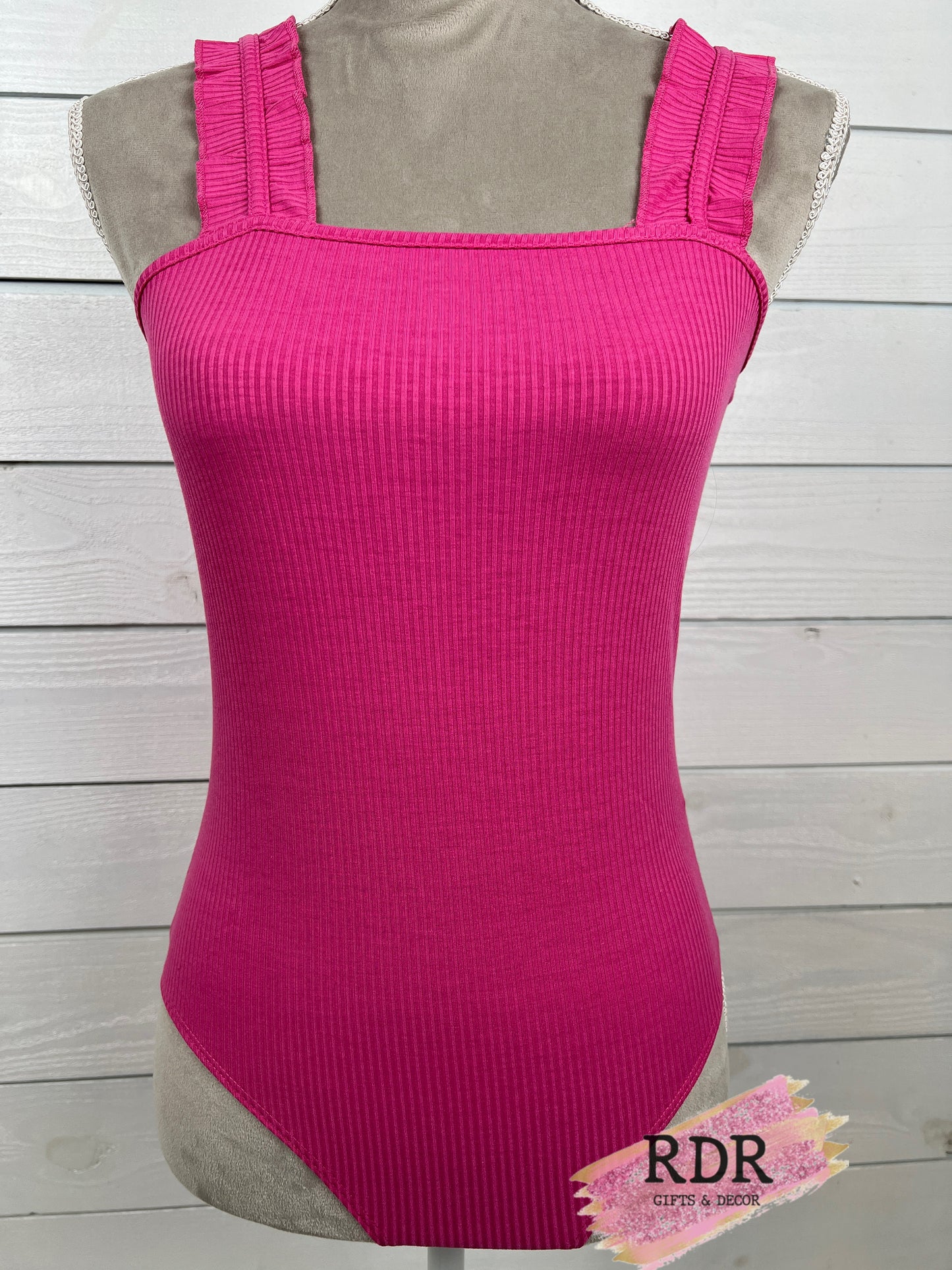 Simply Southern Ruffle Strap Ribbed Bodysuit