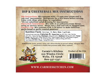Carmie's Kitchen Roasted Garlic Dip & Cheeseball Mix