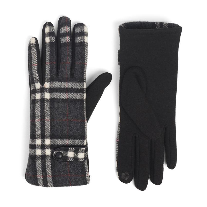 Coco + Carmen Grey Plaid Touchscreen Gloves
