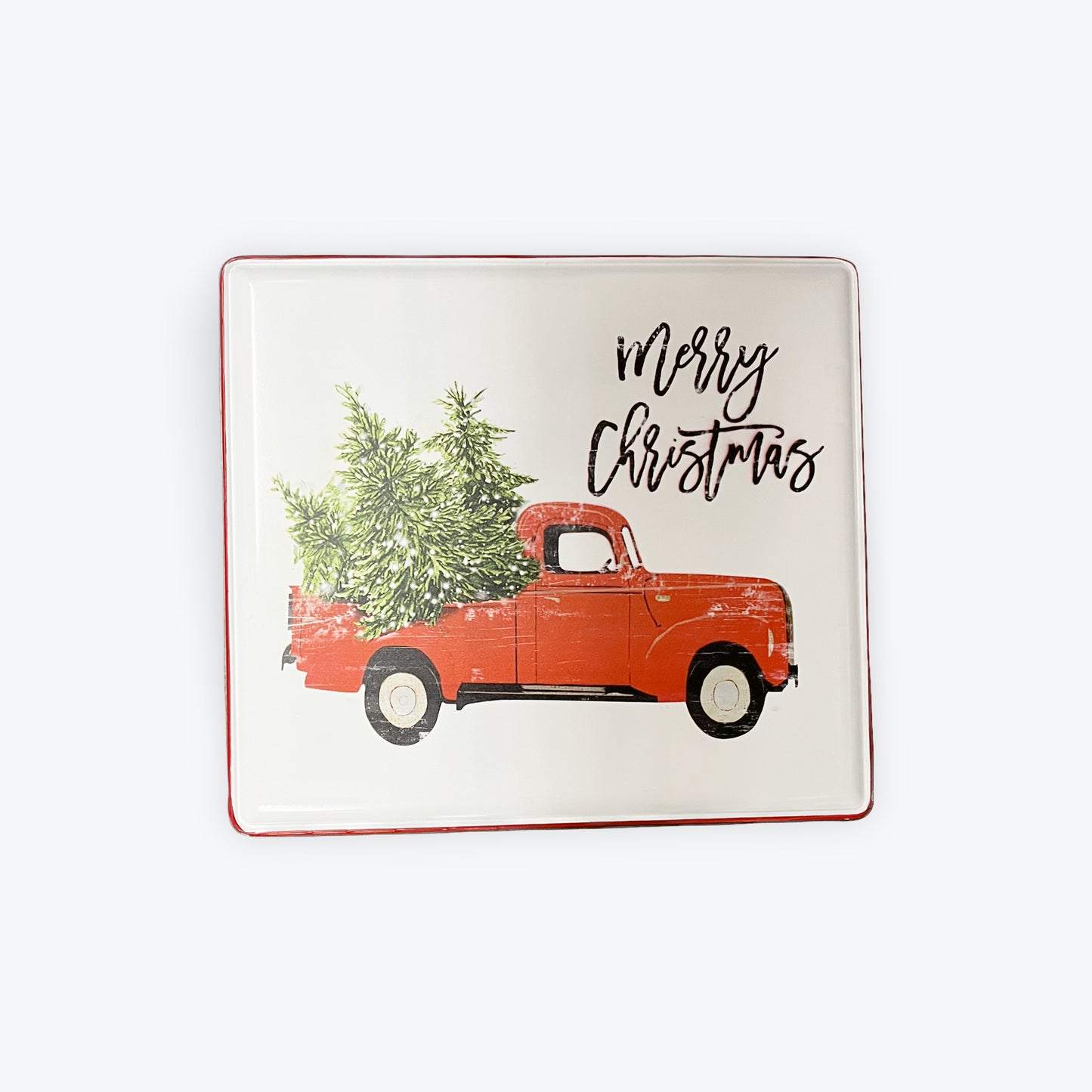 Merry Christmas Red Truck Metal Picture