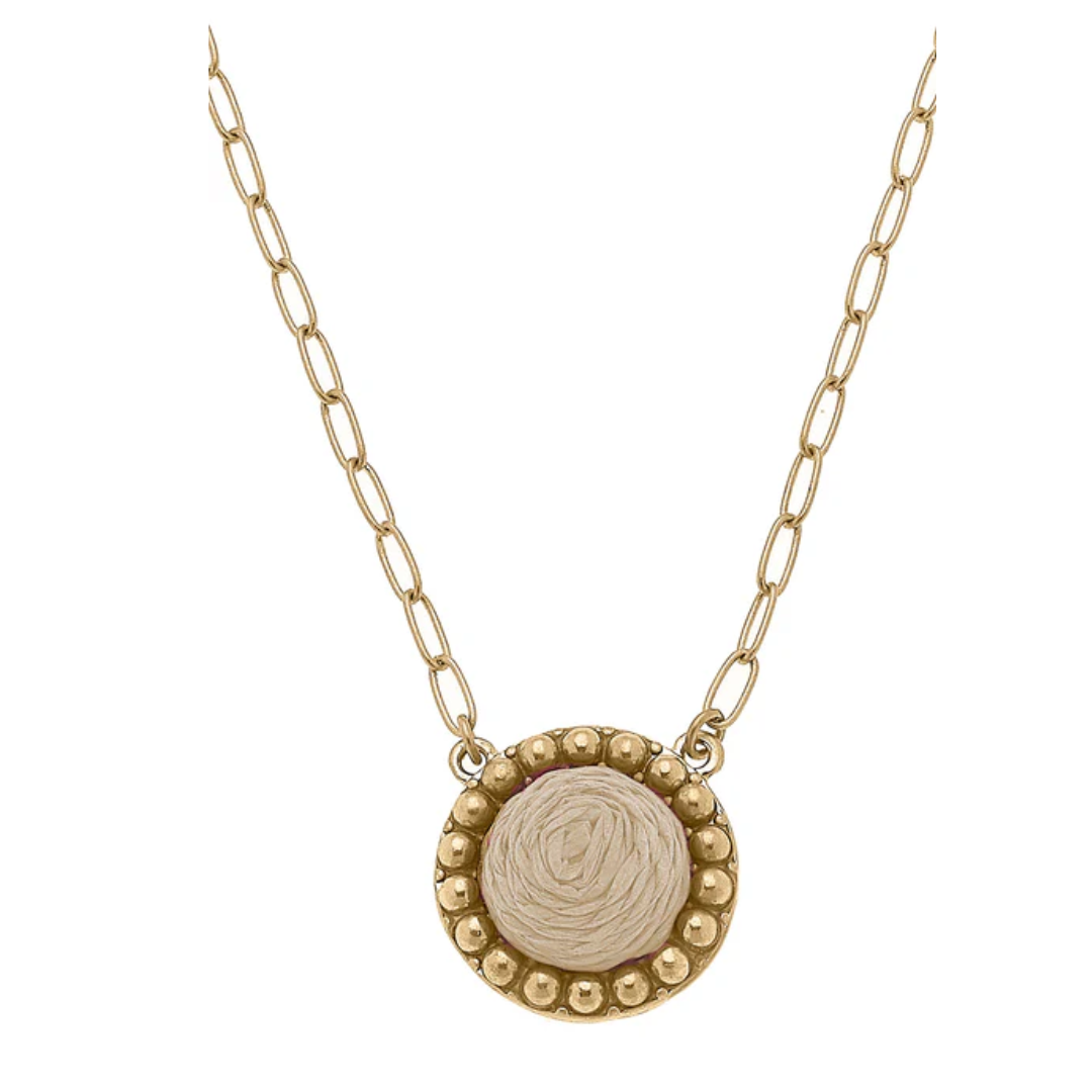 Aruba Raffia Disc Necklace