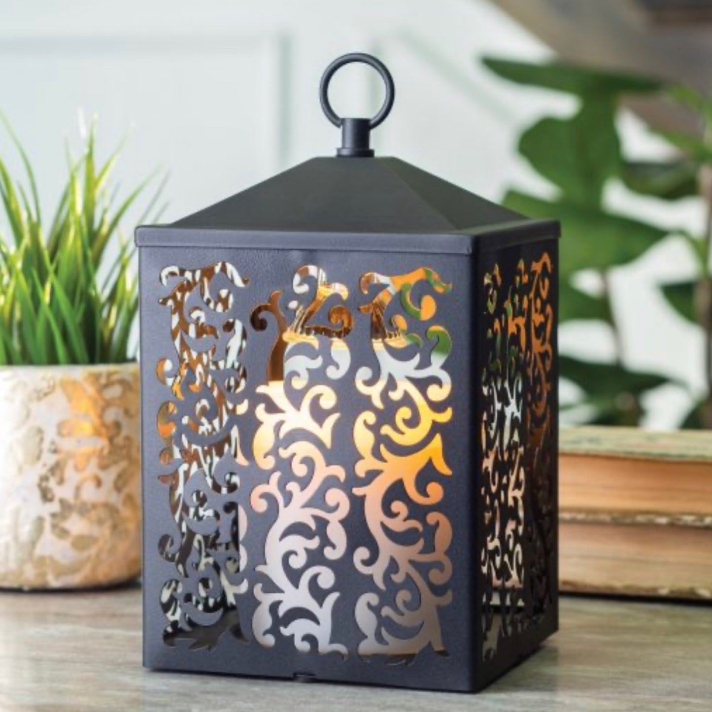 Black Cottage Candle Warmer Lantern