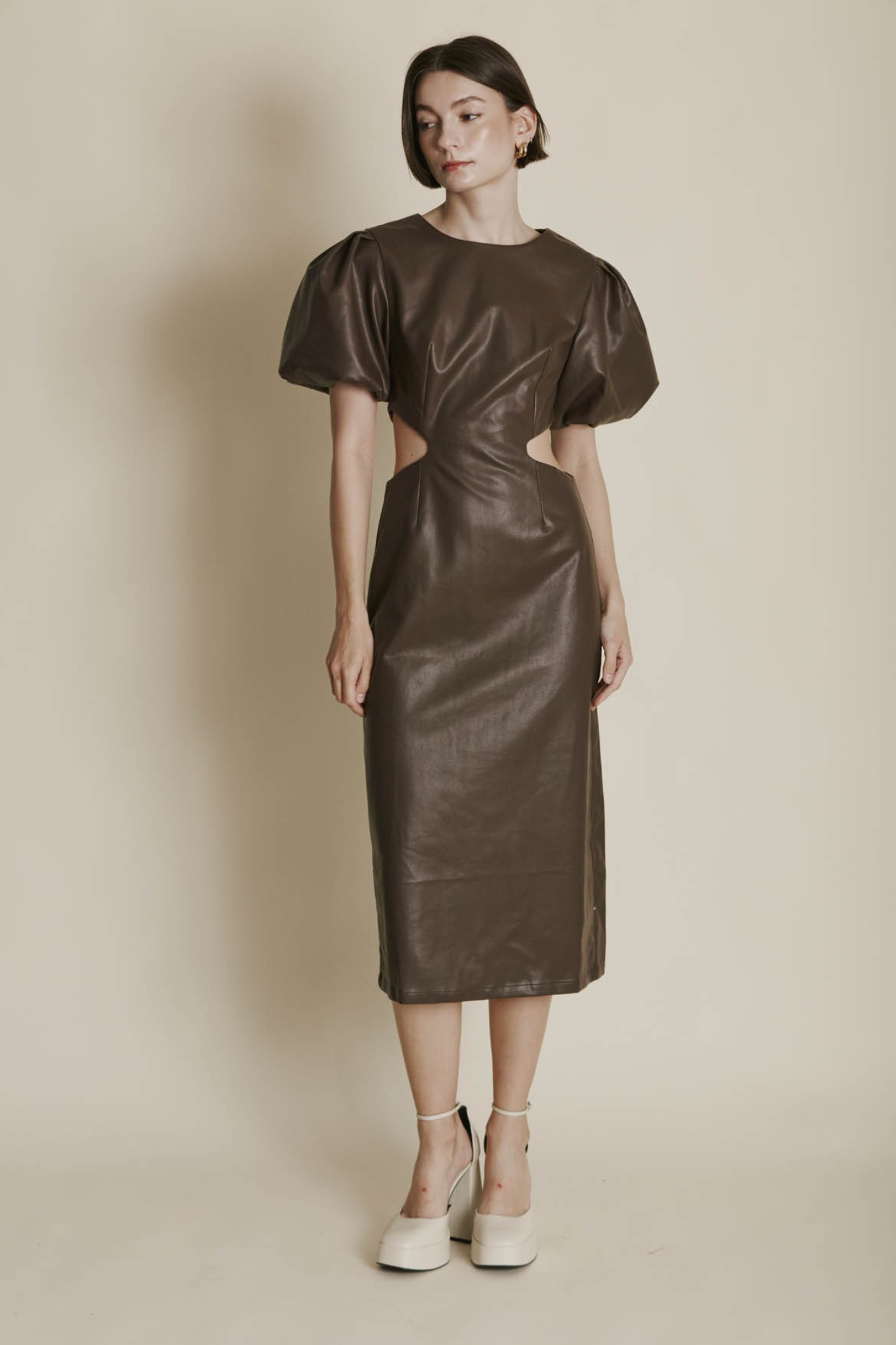 Brown Vegan Leather Midi Dress Rachelle Danielle Rose Gifts & Decor Brown Vegan Leather Midi Dress Rachelle Danielle Rose Gifts & Decor