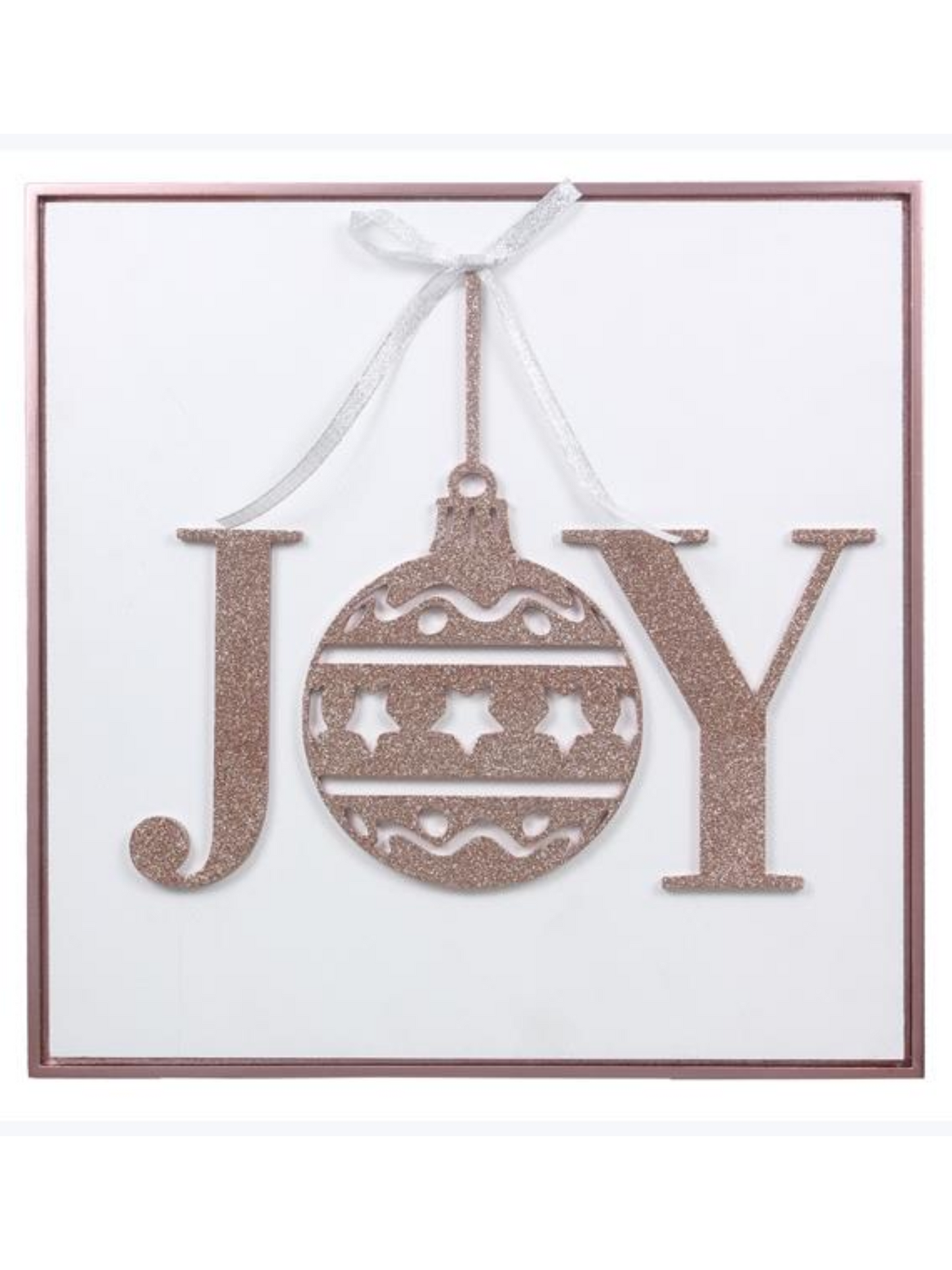 Joy Christmas Picture With Pink Glittered Cutout