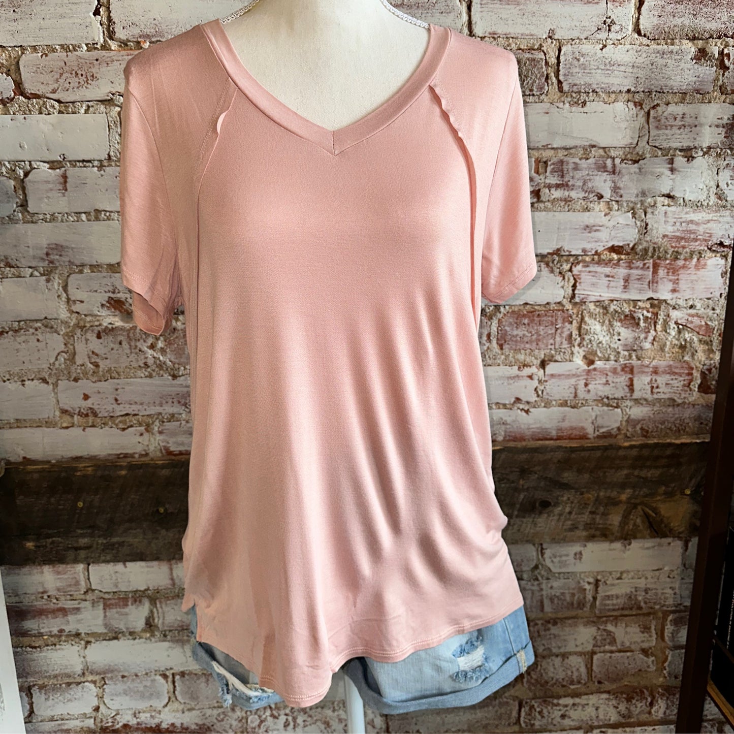 Mud Pie Blush Minah V Neck Tee
