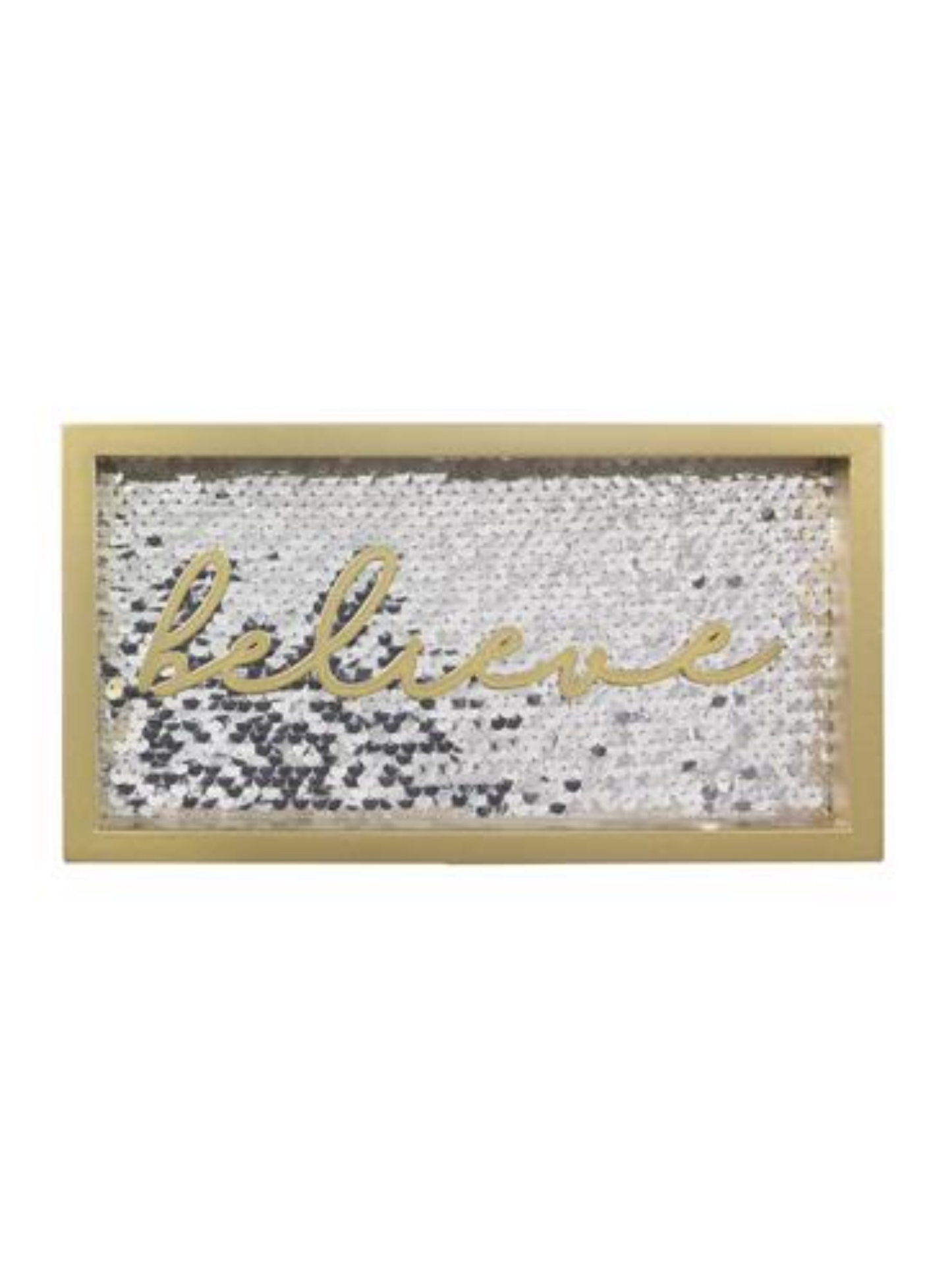 Wood Sequin Tabletop Sign With Cutout Word