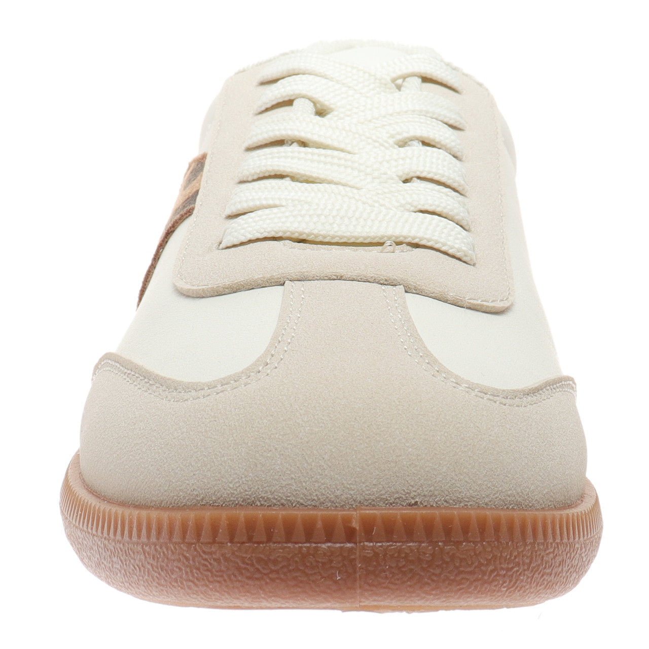 Cream Tennis Shoe With Leopard Detail