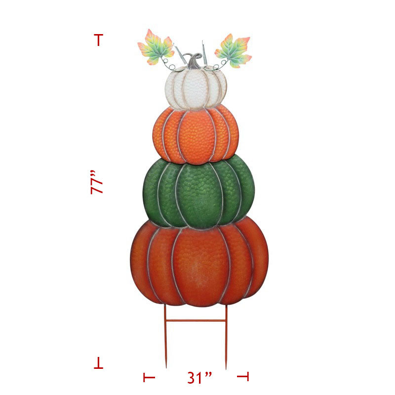 Large Metal 4 Stack Pumpkin Yard Stake