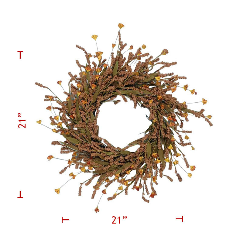 21" Fall Wreath With Yellow Flowers