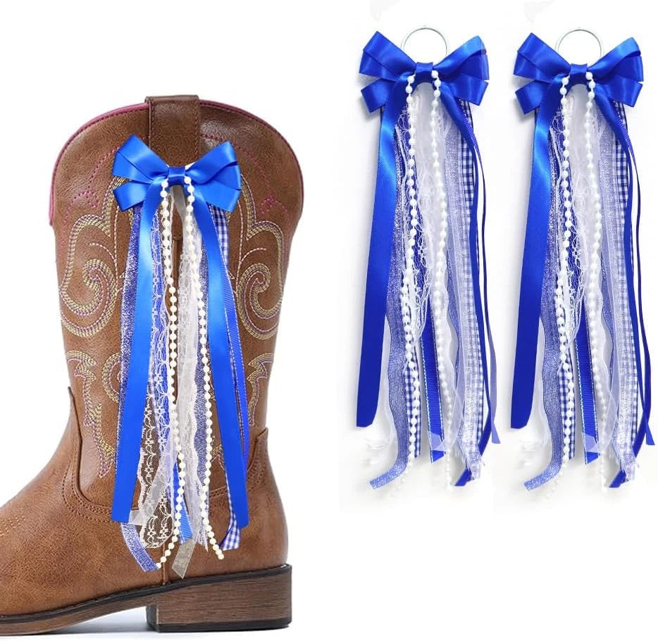 Blue & White Football Boot Bows