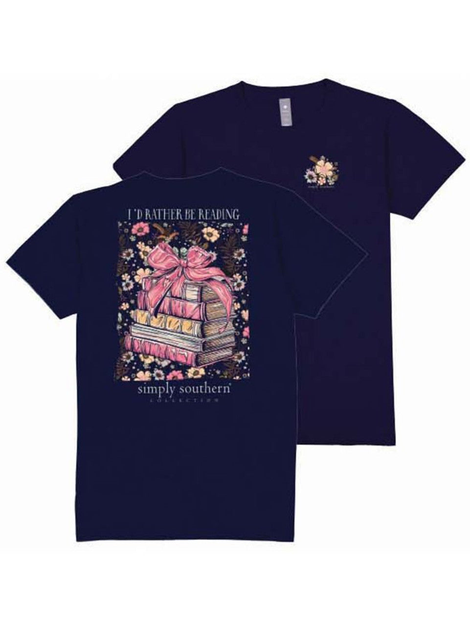 Simply Southern Navy Women's T-Shirt- I'd Rather Be Reading