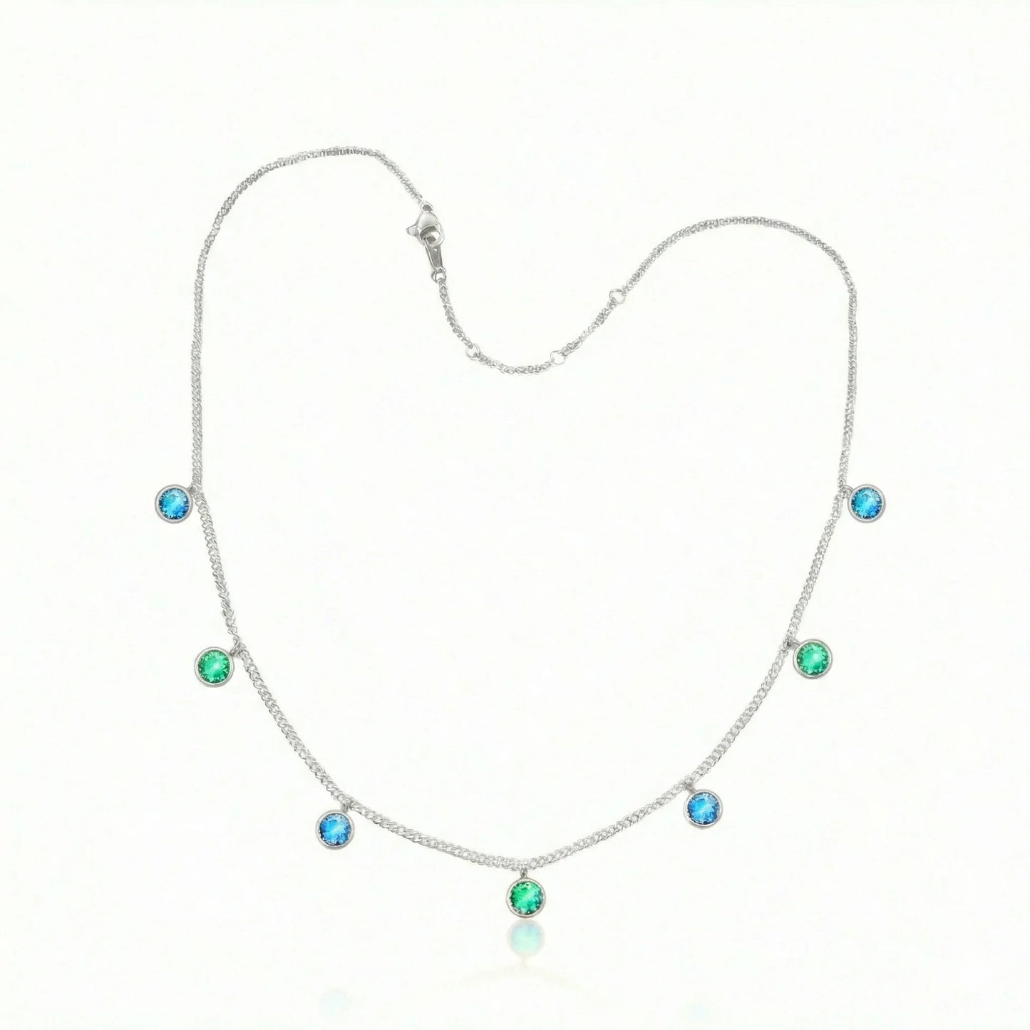 Aurora Crystal Jewelry Multi Stone Necklace- Blue/Green