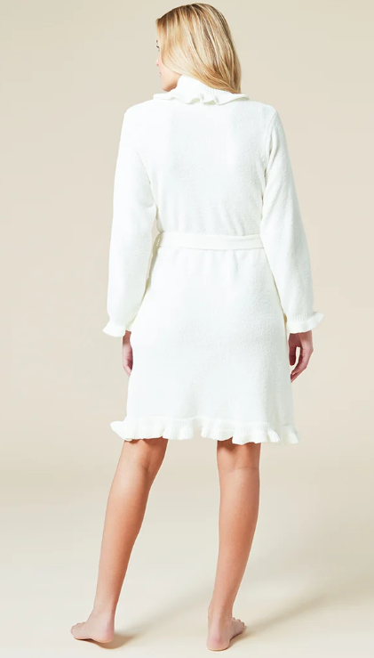 Softies Cloud White Ruffle Chenille Robe