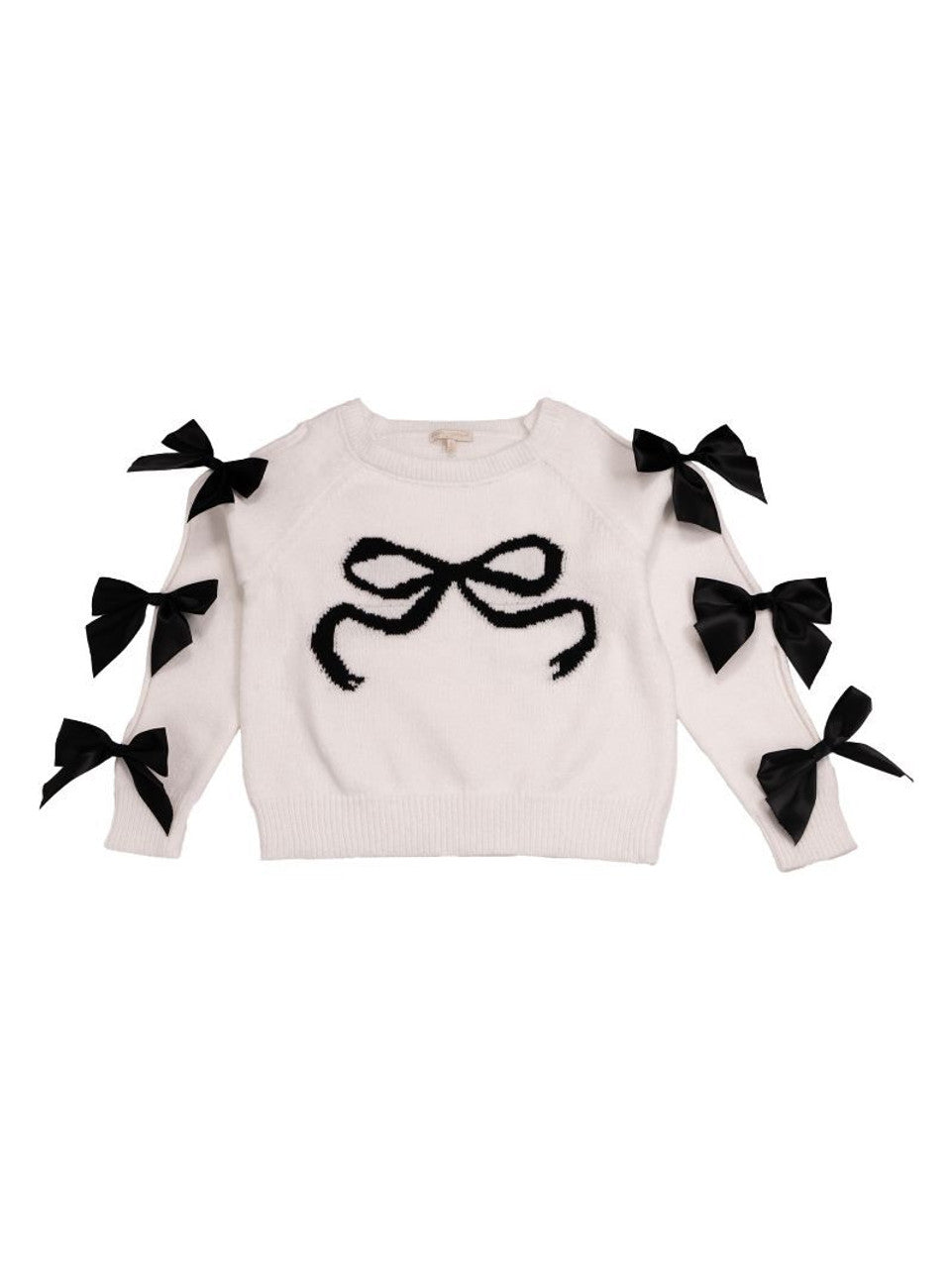 Simply Southern White Sweater With Black Bow