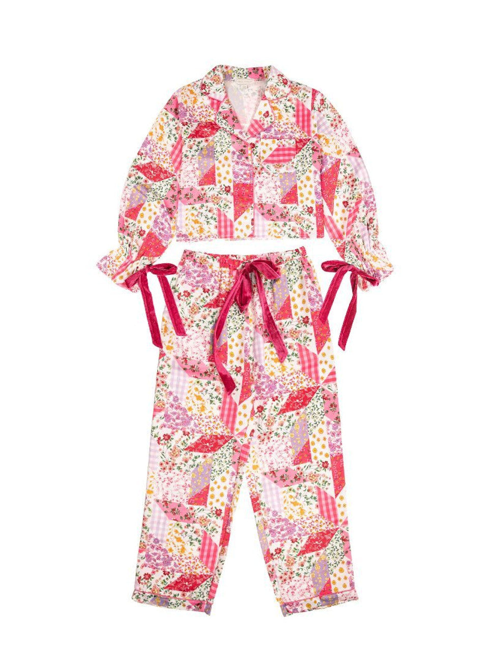 Simply Southern Silk Pajama Set- Pink Floral Pattern