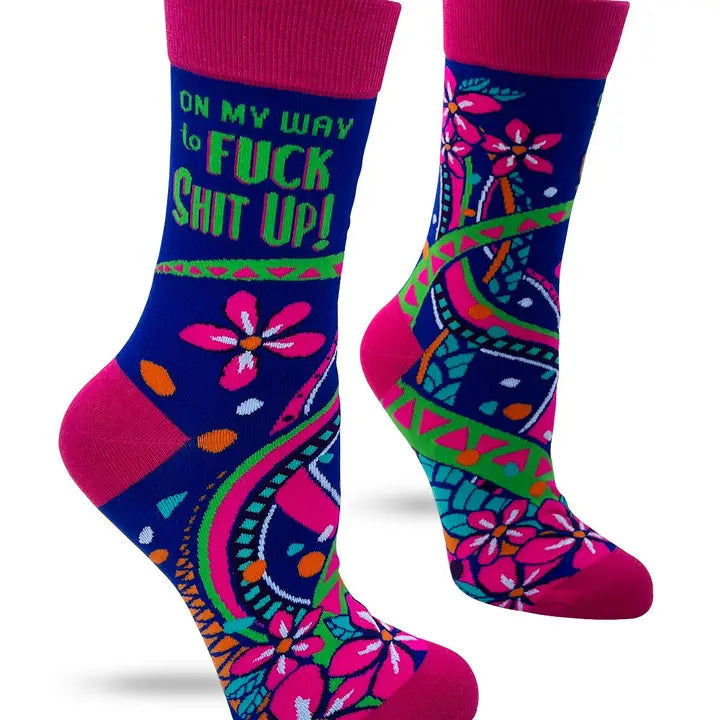 On My Way To Fuck Shit Up Women's Crew Socks