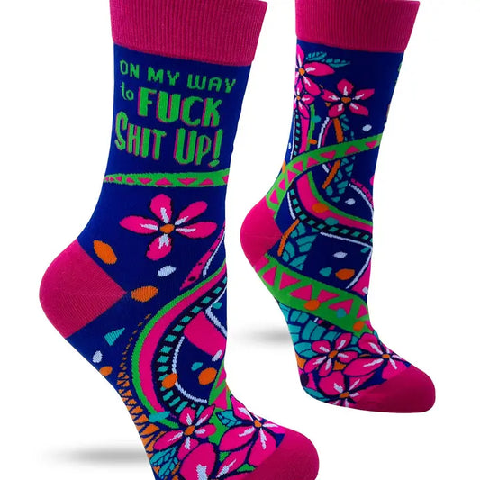 On My Way To Fuck Shit Up Women's Crew Socks
