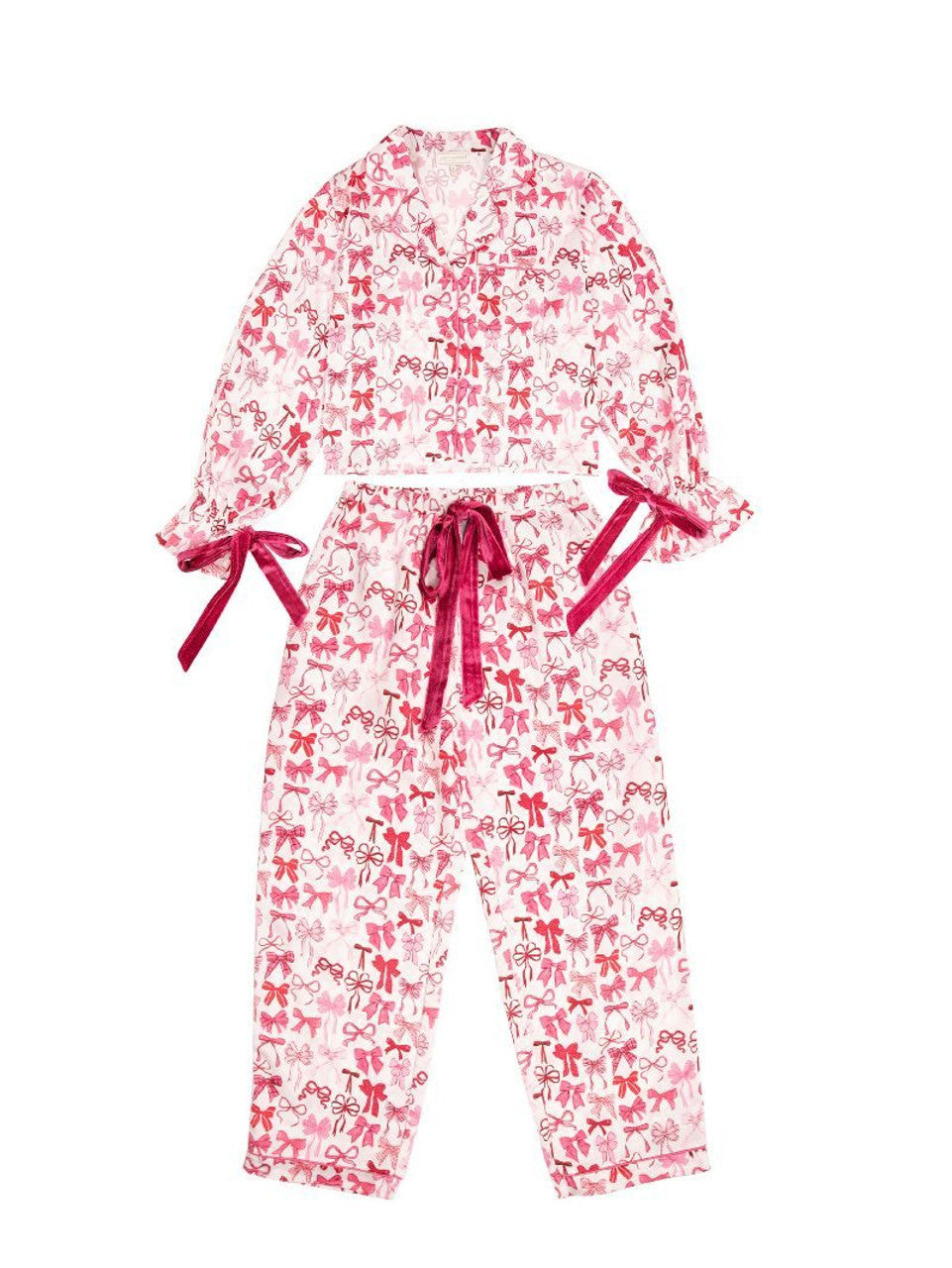 Simply Southern Silk Pajama Set- Pink Bows