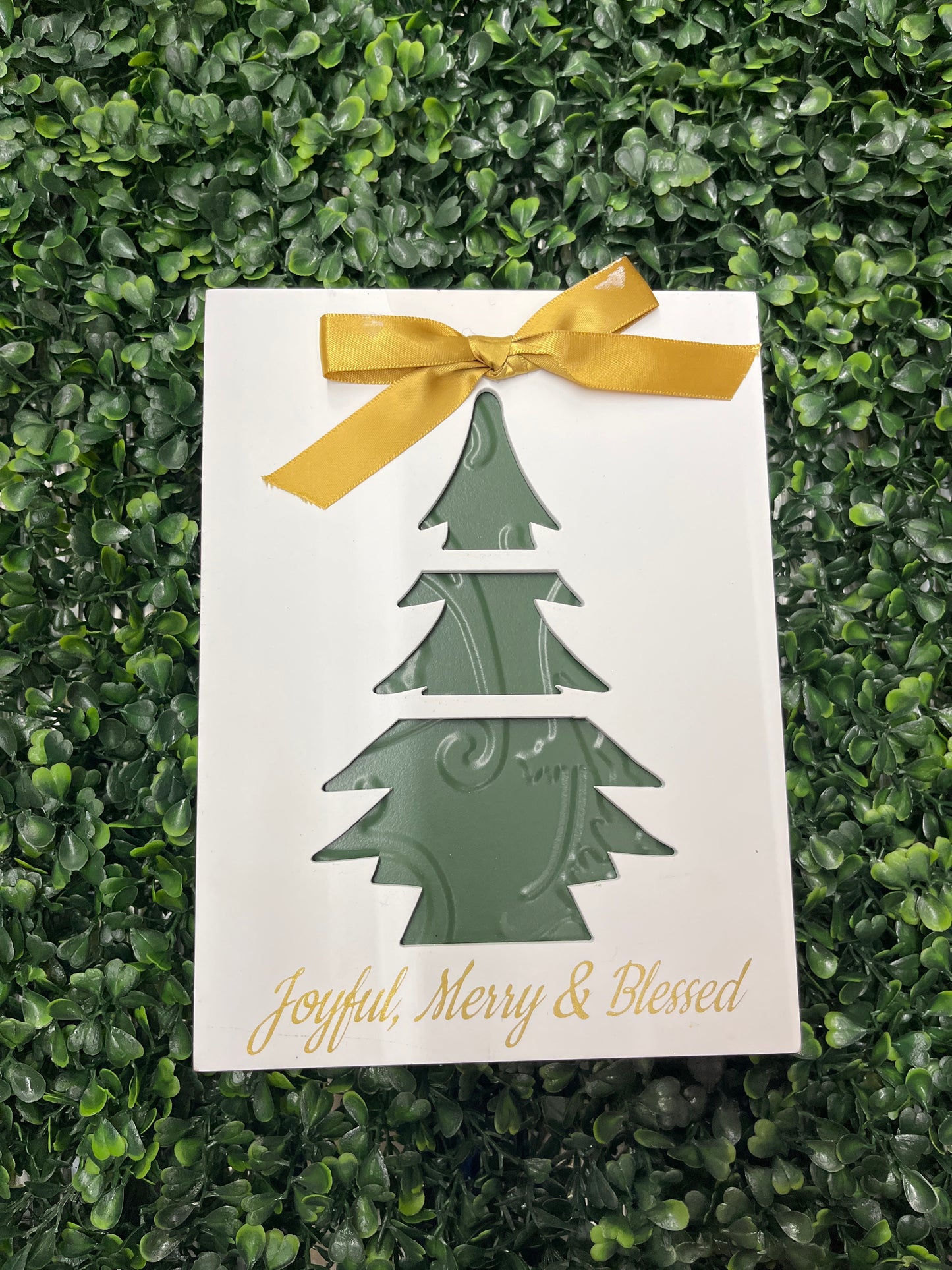 White Box Sign Metal Accent Fabric Bow