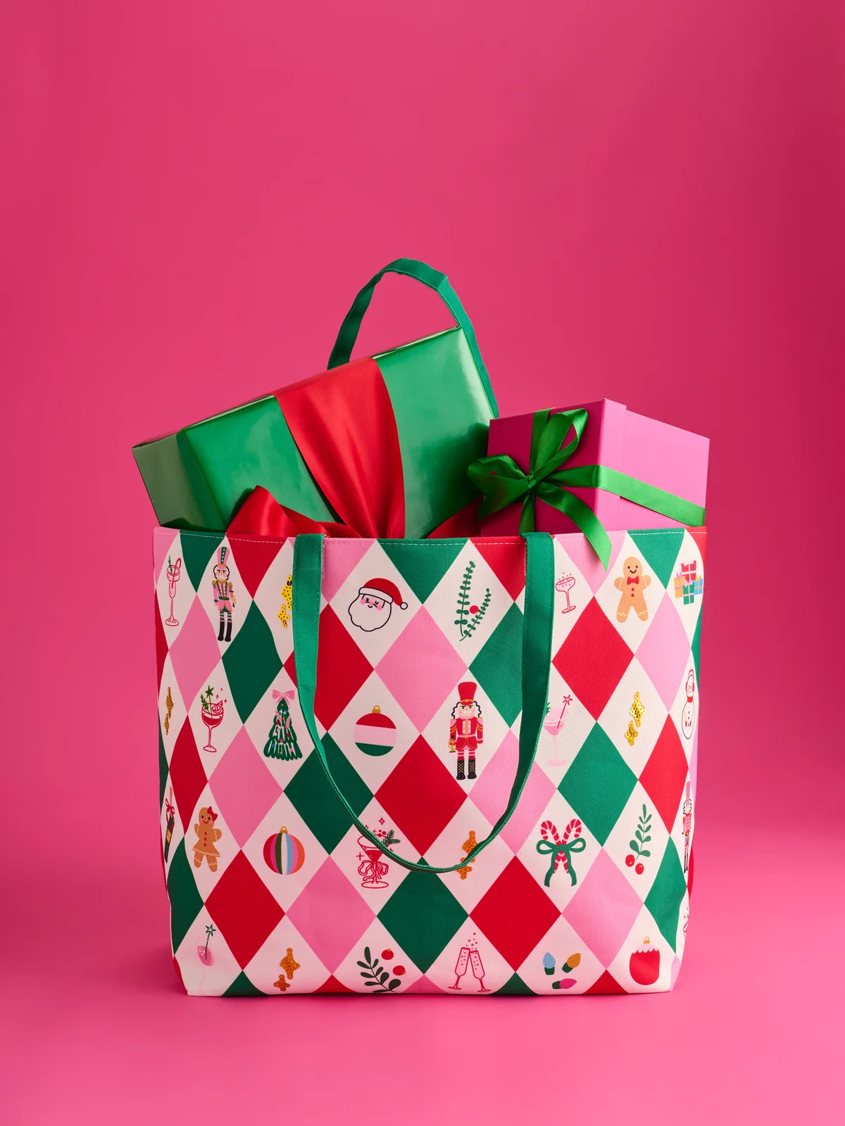 Holiday Icons Diamond Print Gifting Tote Bag