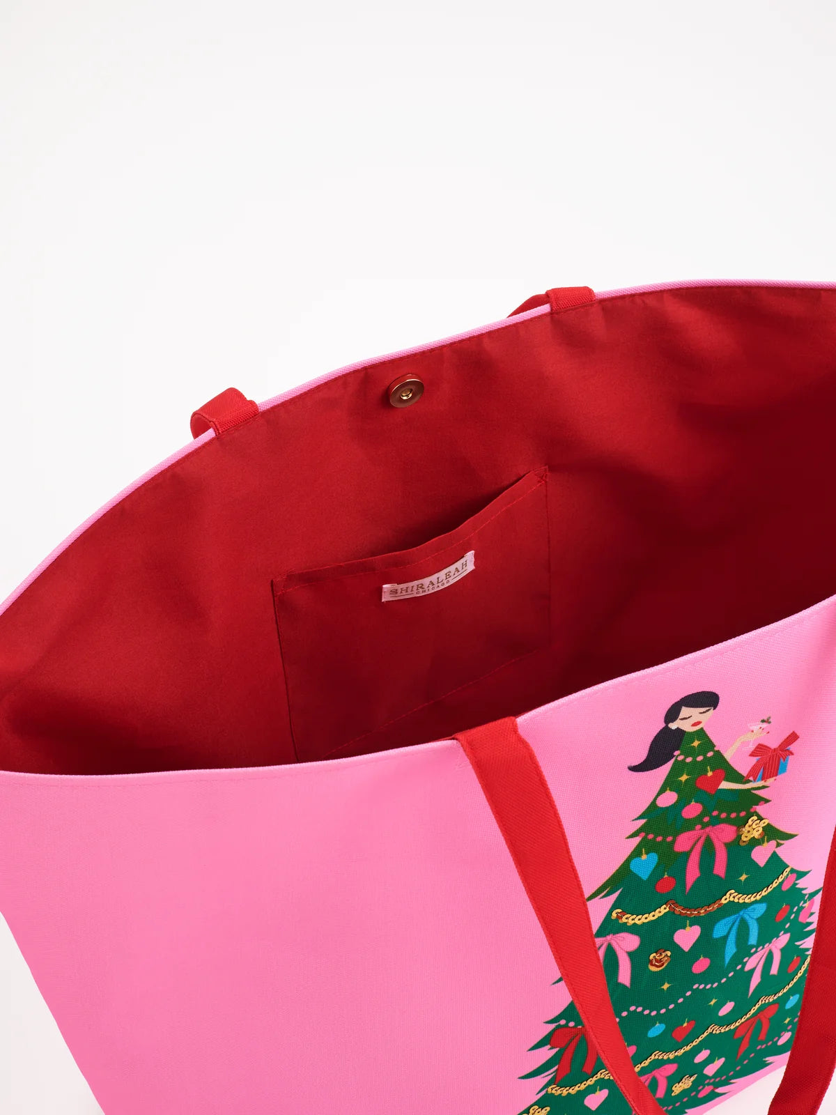 Pink Christmas Tree Lady Gifting Tote Bag