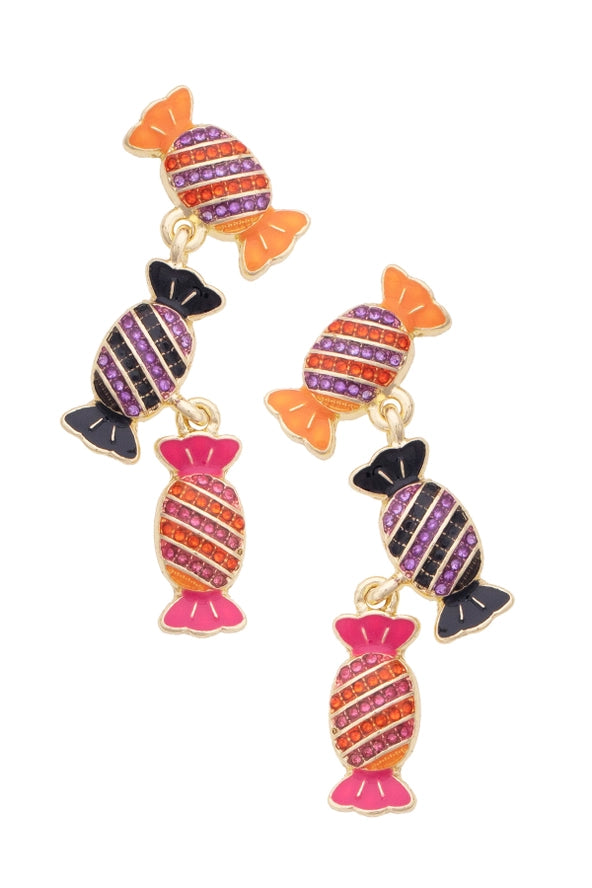 Canvas Rhinestone Linked Candies Earrings