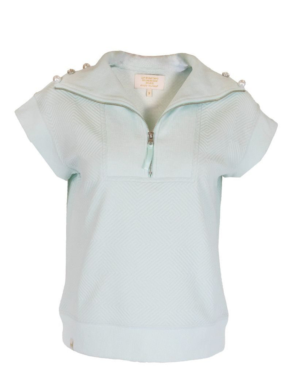 Simply Southern Quilted Quarter Zip Top- Seafoam Green