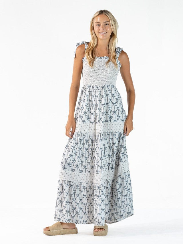 Simply Southern Maxi Dress With Black Bow Pattern