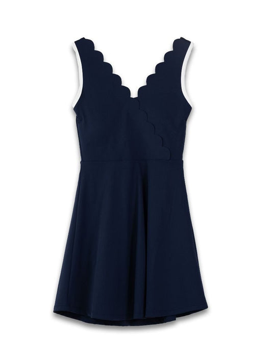 Simply Southern Scalloped Wrapped Navy Dress