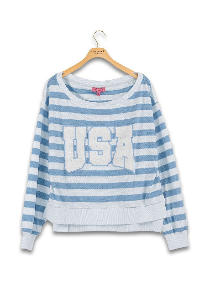 Simply Southern Blue Striped USA Short Set