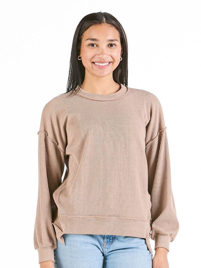 Simply Southern Oversized Knit Top- Umber Tan