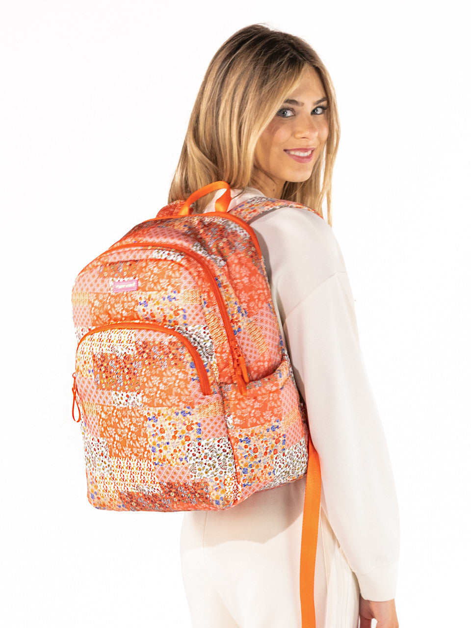 Simply Southern School Backpack- Orange Quilted Floral