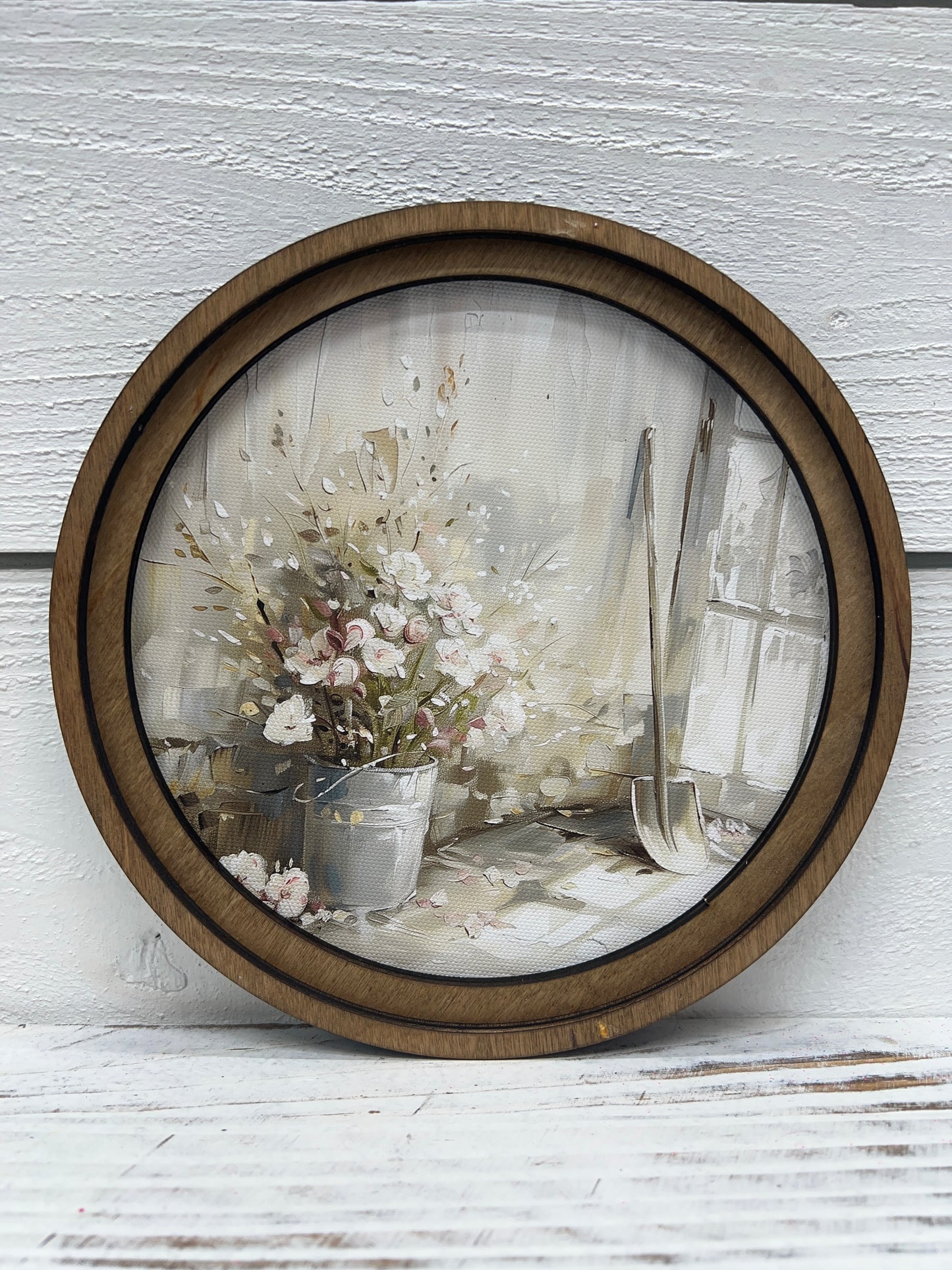 Double Wooden Frame Canvas Floral Art