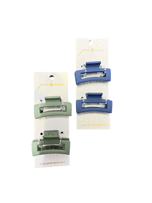 Mini Rectangle Hair Clips, Set of 2