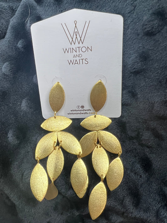 Falling Leaf Gold Tone Earrings