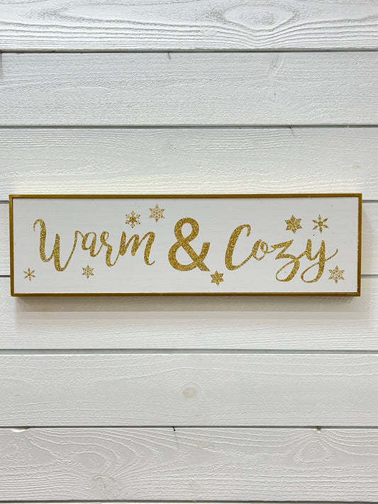 Gold Framed White Glitter Christmas Sign