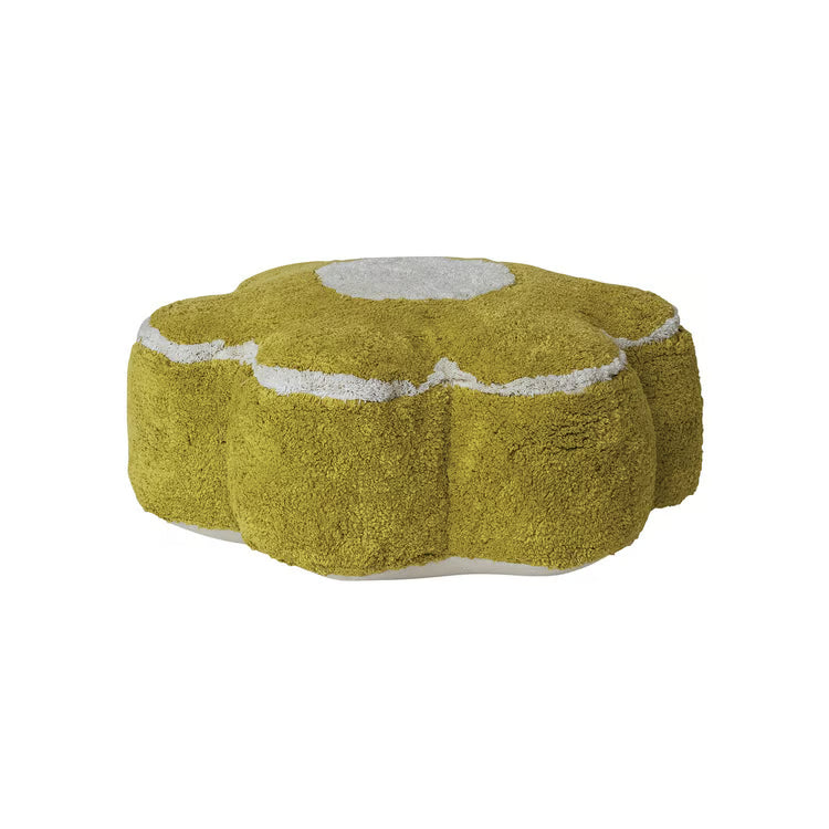Hazel Mazel Cotton Tufted Yellow Flower Shaped Pouf Pillow