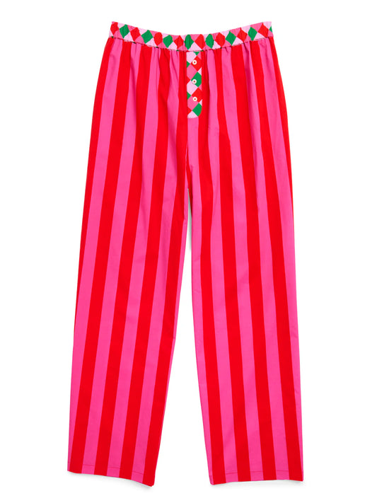 Red & Pink Festive Stripe Boxer Pajama Pant