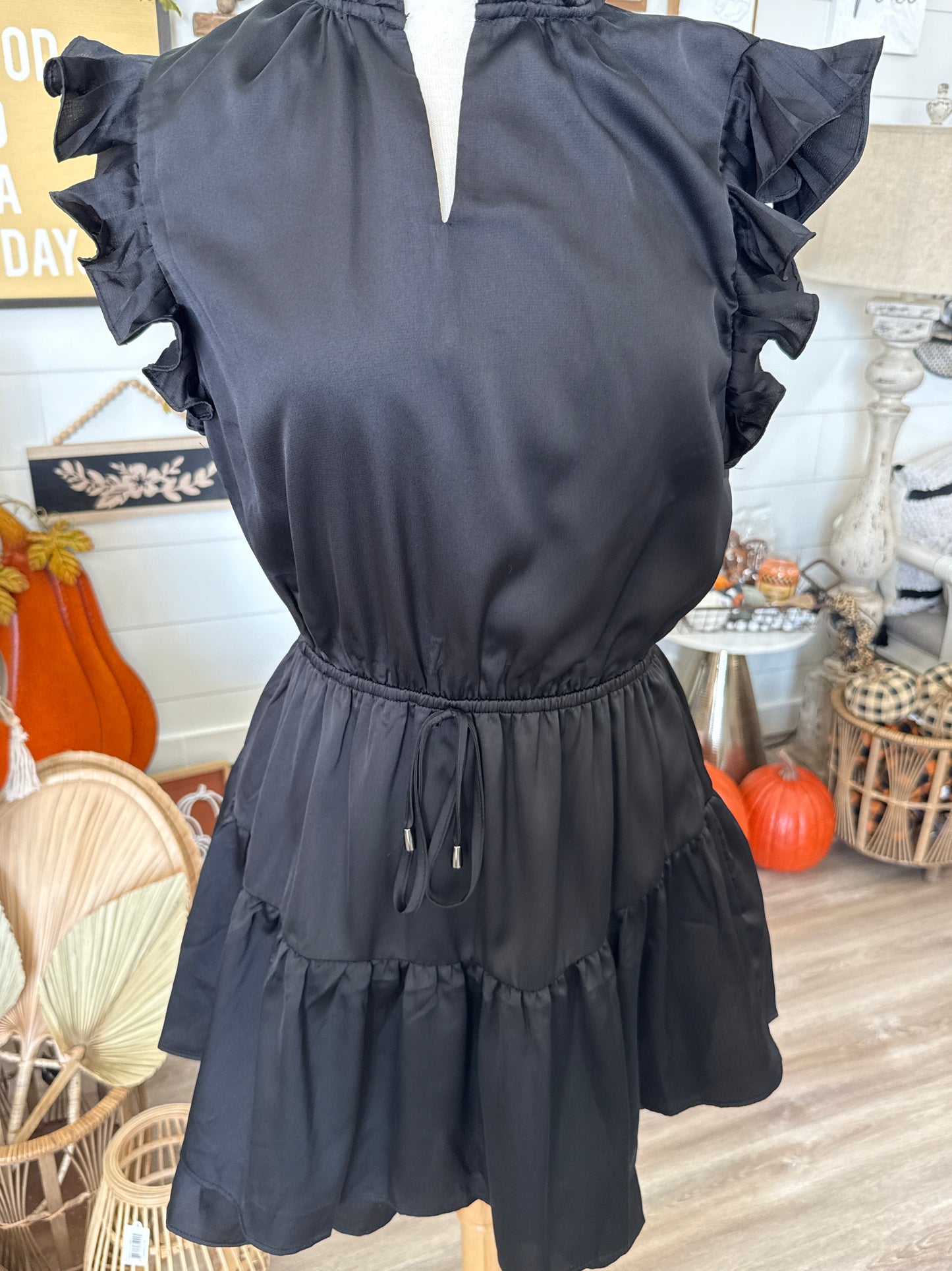 Black Glamour Satin Mini Dress