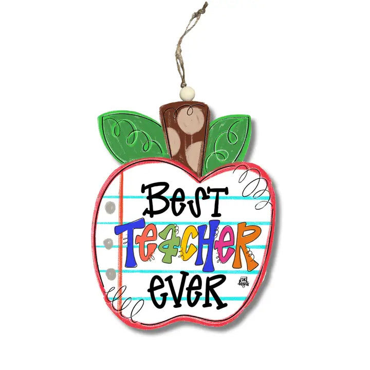 Best Teacher Ever Apple Wooden Ornament