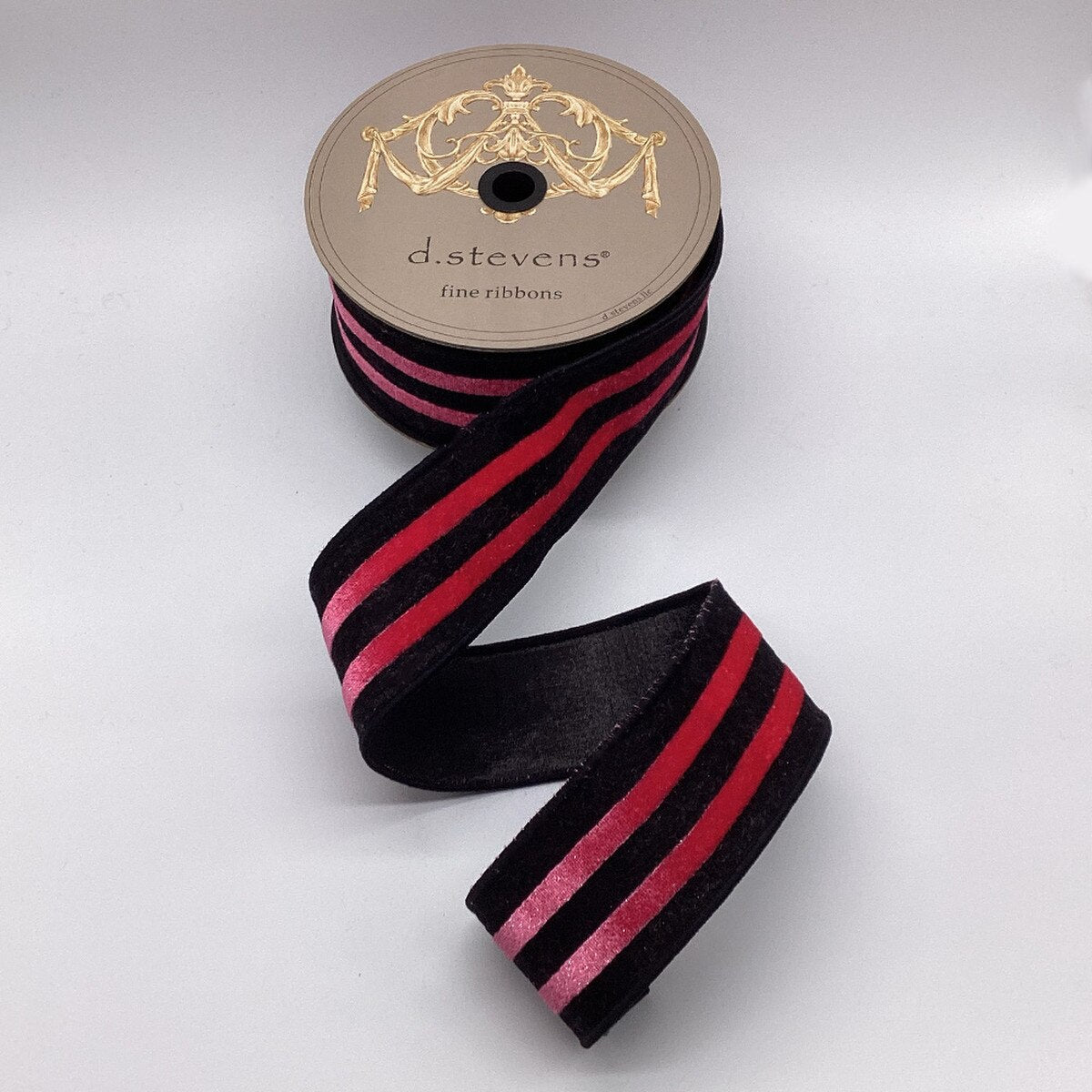 Black & Pink Stripe Velvet Ribbon