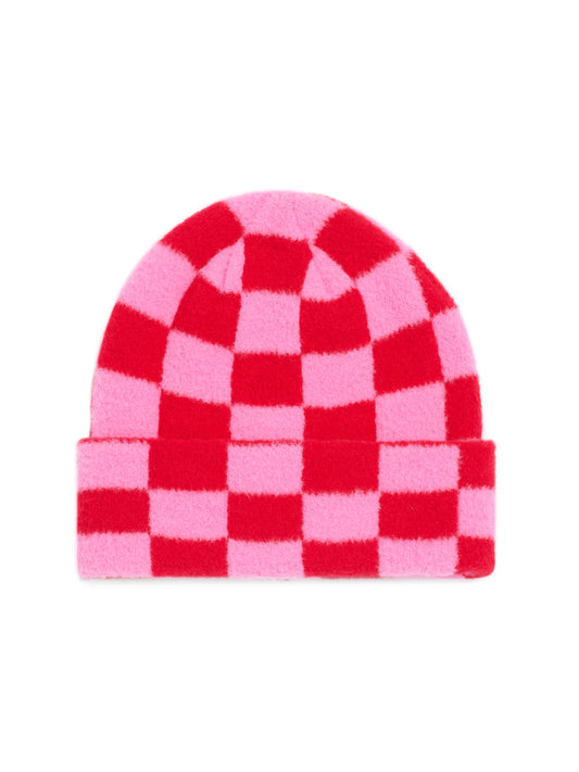 Pink & Red Checkered Beanie